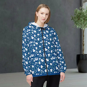 Floral Blue Windbreaker - Artisan Weather-ready Style - Dipaliz - Xs - Outerwear