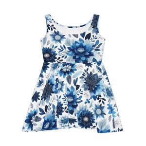 Floral Blue Women’s Skater Dress for Casual Outings - Dipaliz - Dresses