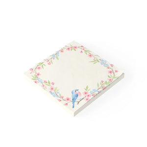 DipaliZ Floral Bluebird Sticky Note Pad — the adhesive edge of the pad