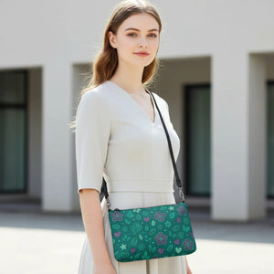 Floral Blush Green Crossbody Bag - Adjustable Strap - Dipaliz - Cross Body Bags