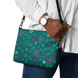 Floral Blush Green Crossbody Bag with Adjustable Strap - Dipaliz - Cross Body Bags