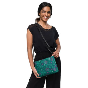 Floral Blush Green Crossbody Bag with Adjustable Strap - Dipaliz - Cross Body Bags