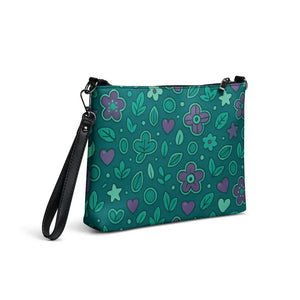 Floral Blush Green Crossbody Bag with Adjustable Strap - Dipaliz - Cross Body Bags