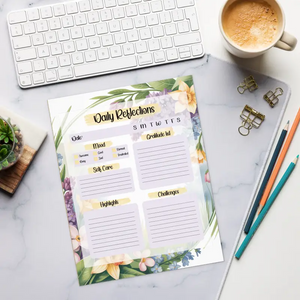 Notepads - Floral Border Daily Notepad for Productivity and Reflections - Dipaliz