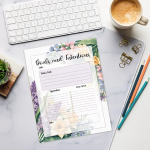 Floral Border Goals Notepad - Vibrant Motivational Pages - Dipaliz - Notepads