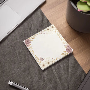 Floral Border Note Pad, Rose & Cream Decorative Post-it® Notes - Sticky