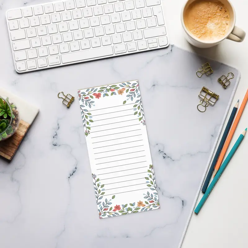 Floral Border Notepad - Jot in Style Anytime Anywhere! - Notepads