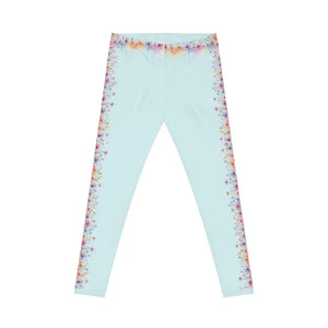 Floral Border Pastel Leggings - Watercolor Activewear - Dipaliz