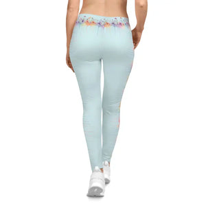 Floral Border Pastel Leggings - Watercolor Activewear - Dipaliz