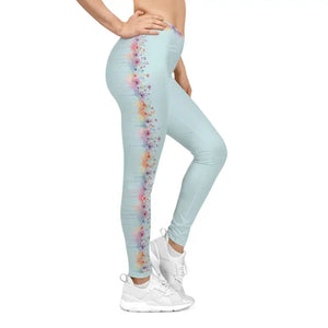 Floral Border Pastel Leggings - Watercolor Activewear - Dipaliz