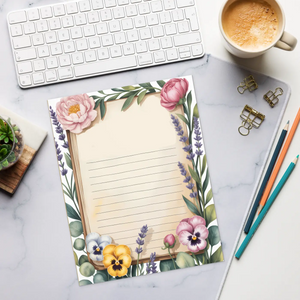 Floral Border Ruled Notepad - Magnetic Backing - Dipaliz - Notepads