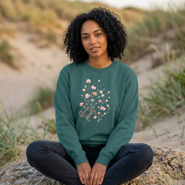 Floral Bouquet Sweatshirt Cotton Pullover - Sweatshirts