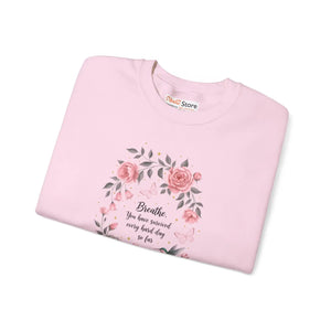 Floral ?Breathe you have Survived’ Crewneck Sweatshirt - Sweatshirts - m