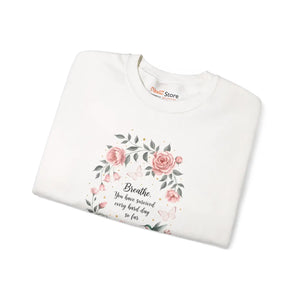 Floral ?Breathe you have Survived’ Crewneck Sweatshirt - Sweatshirts - m