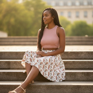 Floral Breeze Skater Skirt, Pastel Botanical Aop - Skirts