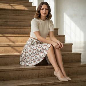 Floral Breeze Skater Skirt, Pastel Botanical Aop - Skirts