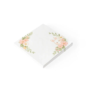 DipaliZ Floral Bunny Sticky Note Pad — the pad shown at an angle to show its depth
