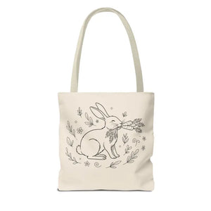 Floral Bunny Tote Bag - Personalized Rabbit Canvas - Dipaliz - Gifts Online