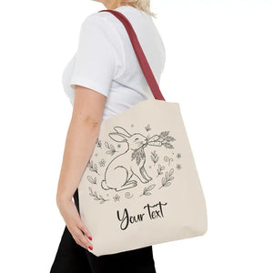 Floral Bunny Tote Bag - Personalized Rabbit Canvas - Dipaliz - Gifts Online