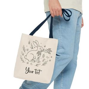 Floral Bunny Tote Bag - Personalized Rabbit Canvas - Dipaliz - Gifts Online