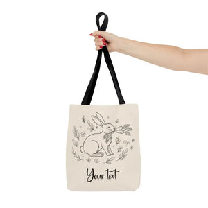 Floral Bunny Tote Bag - Personalized Rabbit Canvas - Dipaliz - Gifts Online