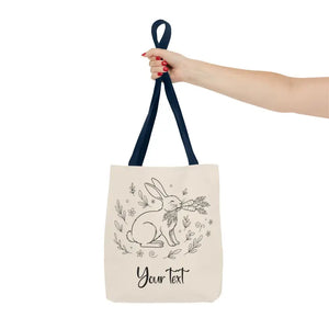 Floral Bunny Tote Bag - Personalized Rabbit Canvas - Dipaliz - Gifts Online