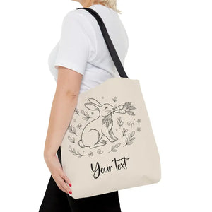 Floral Bunny Tote Bag - Personalized Rabbit Canvas - Dipaliz - Gifts Online