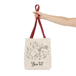 Floral Bunny Tote Bag - Personalized Rabbit Canvas - Dipaliz - Gifts Online