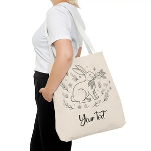 Floral Bunny Tote Bag - Personalized Rabbit Canvas - Dipaliz - Gifts Online