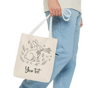 Floral Bunny Tote Bag - Personalized Rabbit Canvas - Dipaliz - Gifts Online