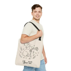 Floral Bunny Tote Bag - Personalized Rabbit Canvas - Dipaliz - Gifts Online