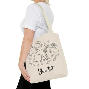 Floral Bunny Tote Bag - Personalized Rabbit Canvas - Dipaliz - Gifts Online