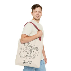 Floral Bunny Tote Bag - Personalized Rabbit Canvas - Dipaliz - Gifts Online
