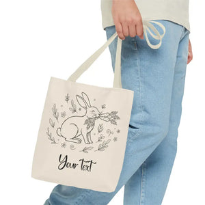 Floral Bunny Tote Bag - Personalized Rabbit Canvas - Dipaliz - Gifts Online