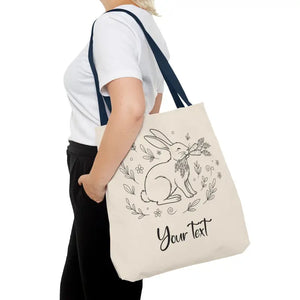 Floral Bunny Tote Bag - Personalized Rabbit Canvas - Dipaliz - Gifts Online