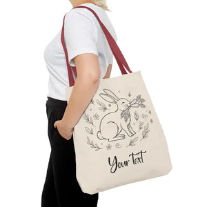 Floral Bunny Tote Bag - Personalized Rabbit Canvas - Dipaliz - Gifts Online