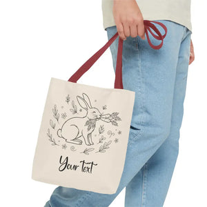 Floral Bunny Tote Bag - Personalized Rabbit Canvas - Dipaliz - Gifts Online
