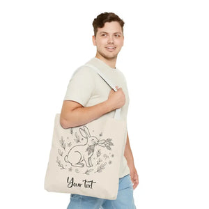 Floral Bunny Tote Bag - Personalized Rabbit Canvas - Dipaliz - Gifts Online