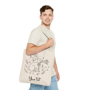 Floral Bunny Tote Bag - Personalized Rabbit Canvas - Dipaliz - Gifts Online