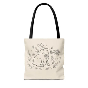 Floral Bunny Tote Bag - Personalized Rabbit Canvas - Dipaliz - Gifts Online
