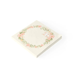 DipaliZ Floral Bunny Wreath Sticky Note Pad — a bunny inside a floral wreath, the adhesive edge of the pad
