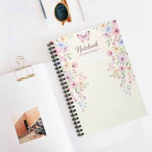 Paper Products - Floral Butterfly Spiral Notebook - Watercolor Ruled Journal - Dipaliz one Size