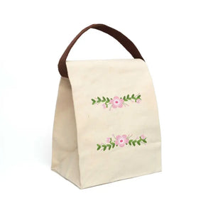 Floral Lunch Bag - Chic Canvas Style for Fresh Meals - Dipaliz - 8’’ x 12.5’’ 5.5’’ / Natural - Bags
