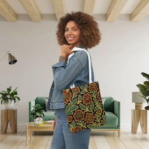 Premium Canvas Tote Bag - 5-color Straps Bohemian Print - Dipaliz - Shopping Totes