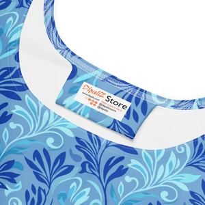 Dresses - Floral Capri Blue Skater Dress - Sleeveless Elegant - Dipaliz