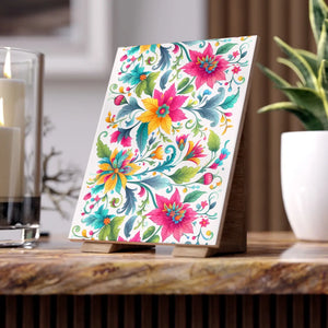 Floral Ceramic Wall Art – Vibrant Handcrafted Decor - Dipaliz - Tiles