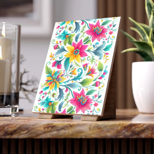 Floral Ceramic Wall Art – Vibrant Handcrafted Decor - Dipaliz - Tiles