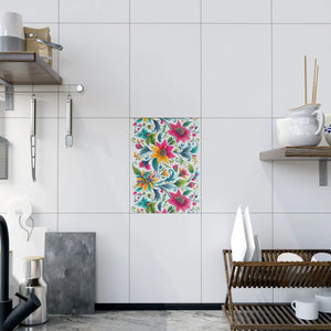 Floral Ceramic Wall Art – Vibrant Handcrafted Decor - Dipaliz - Tiles