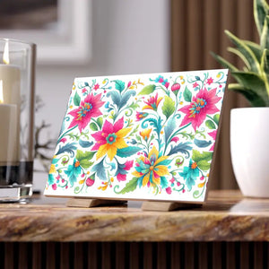Vibrant Handcrafted Decor Floral Ceramic Wall Art - Dipaliz - Tiles