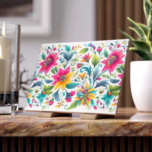 Vibrant Handcrafted Decor Floral Ceramic Wall Art - Dipaliz - 6’’ × 8’’ / Glossy - Tiles